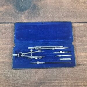 Ascola Drafting Set Unisex OS Silver Good Vintage German Compass Kit 224